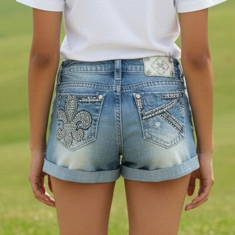 Miss Me Denim Shorts Distressed roll cuff size 25